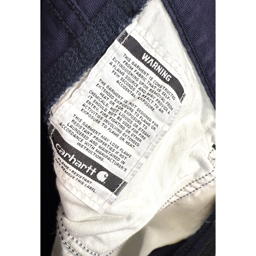 Carhartt Flame Resistance Navy Canvas Pants Original Fit Mens 38x32 Cat 2 2112 - Picture 6 of 6